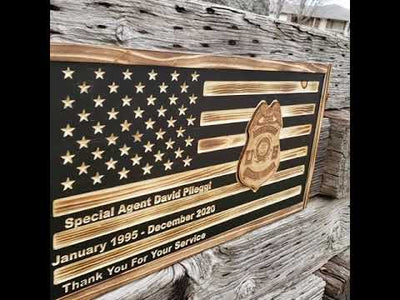 Rustic American Flag, US Carved Flag - Customized Logo, symbol - Coast Guard Special Agent