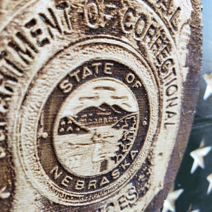 Rustic American Flag, US Carved Flag - Customized Logo, symbol - Department of Corrections - Semper-KIK