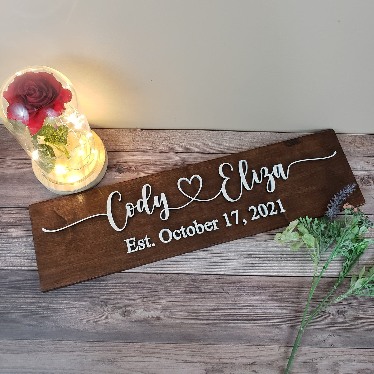 Couple name wood sign with Date / personalized 3D wood sign - Semper-KIK